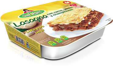 Lasagna con carne, jamón y champiñones